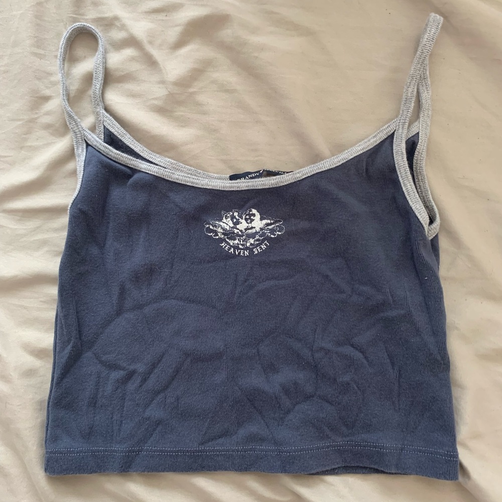 Brandy Melville blue/Grey angel crop tank.